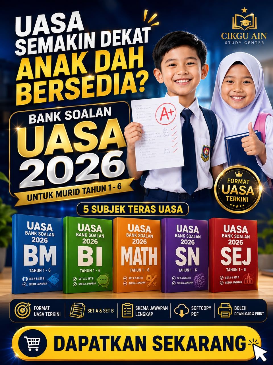 Cikgu Ain Study Center Facebook ad: BANK SOALAN UASA 2026