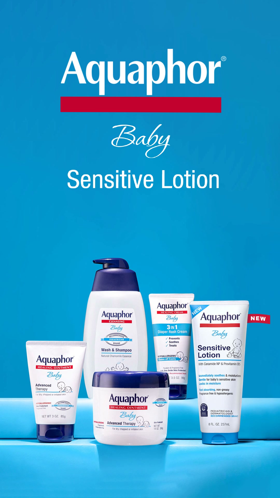 Aquaphor Facebook ad: Aquaphor Baby Sensitive Lotion immediately soothes and…