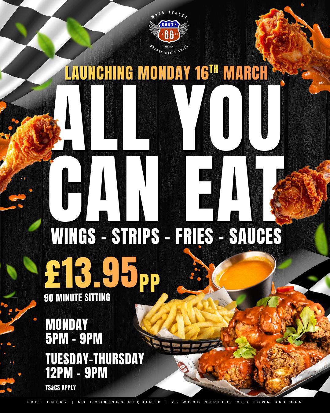 Route 66 Swindon Facebook ad: INTRODUCING: ALL YOU CAN EAT AT ROUTE 66