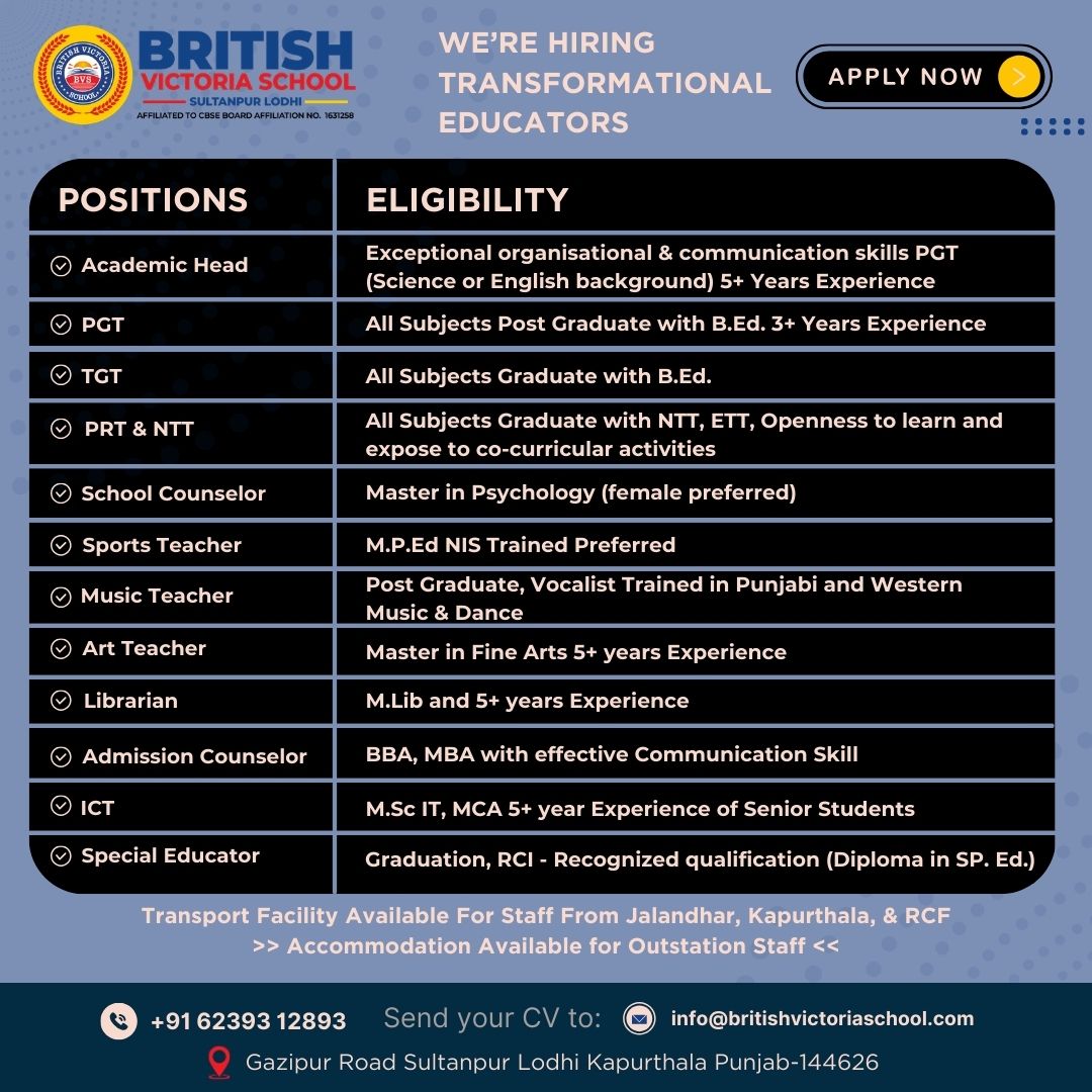 British Victoria School sultanpur lodhi Facebook ad