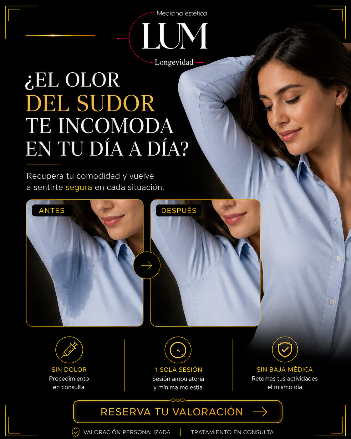 Lum Clinic Facebook ad: Reduce El Sudor Excesivo Y Recupera Tu Comodidad