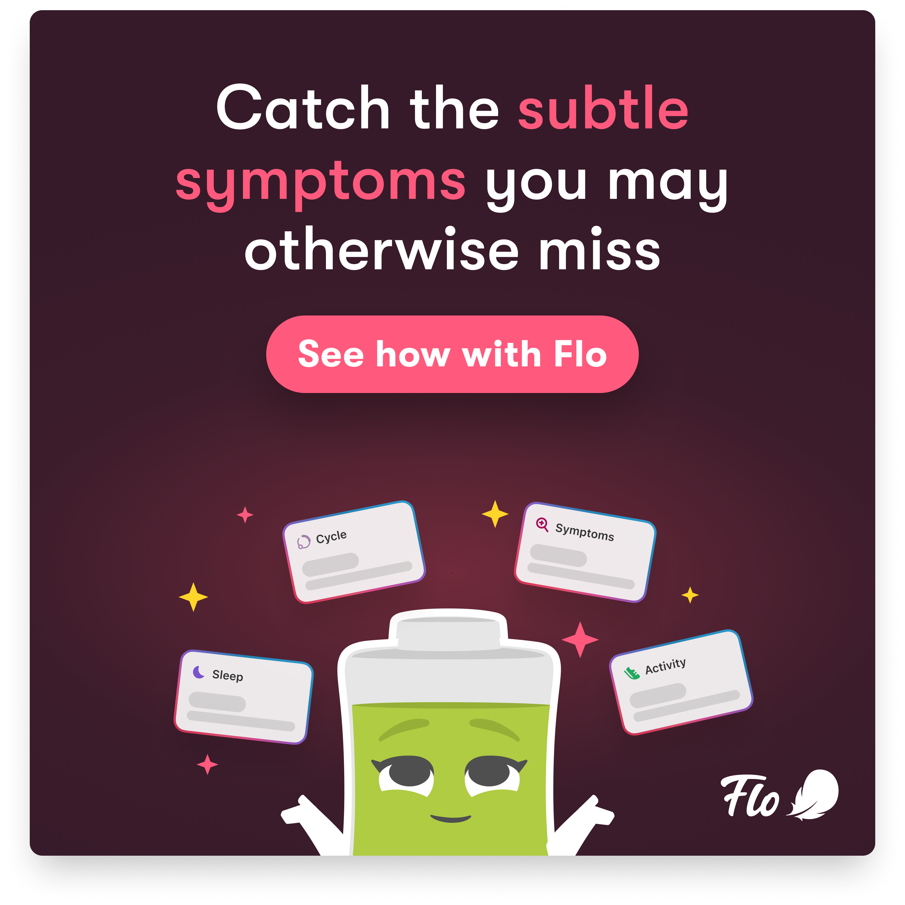 Flo Health App Facebook ad: Start using Flo today!