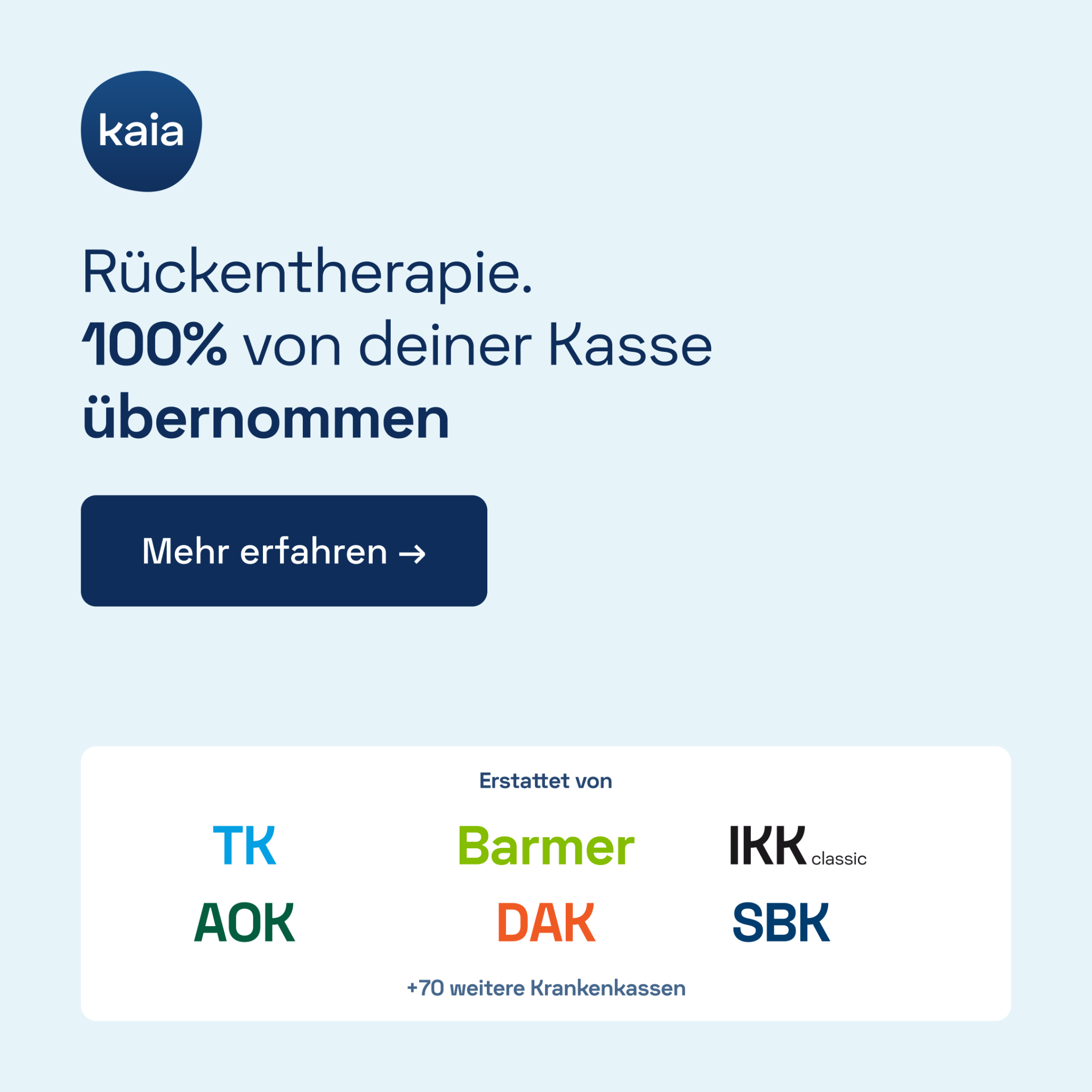 Kaia Rückenschmerzen Facebook ad: Rückenschmerztherapie per App