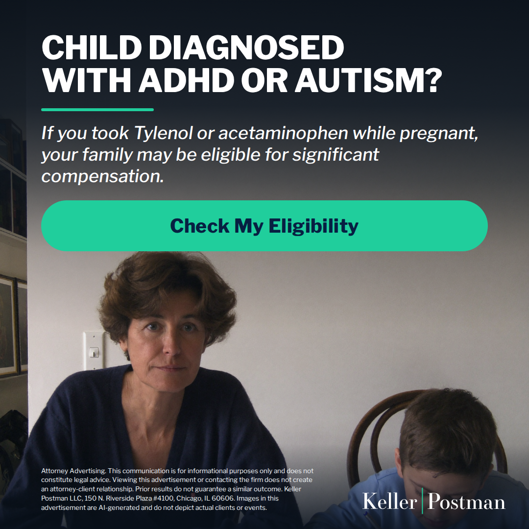 Keller Postman LLC Facebook ad: Child Diagnosed With Autism or ADHD?