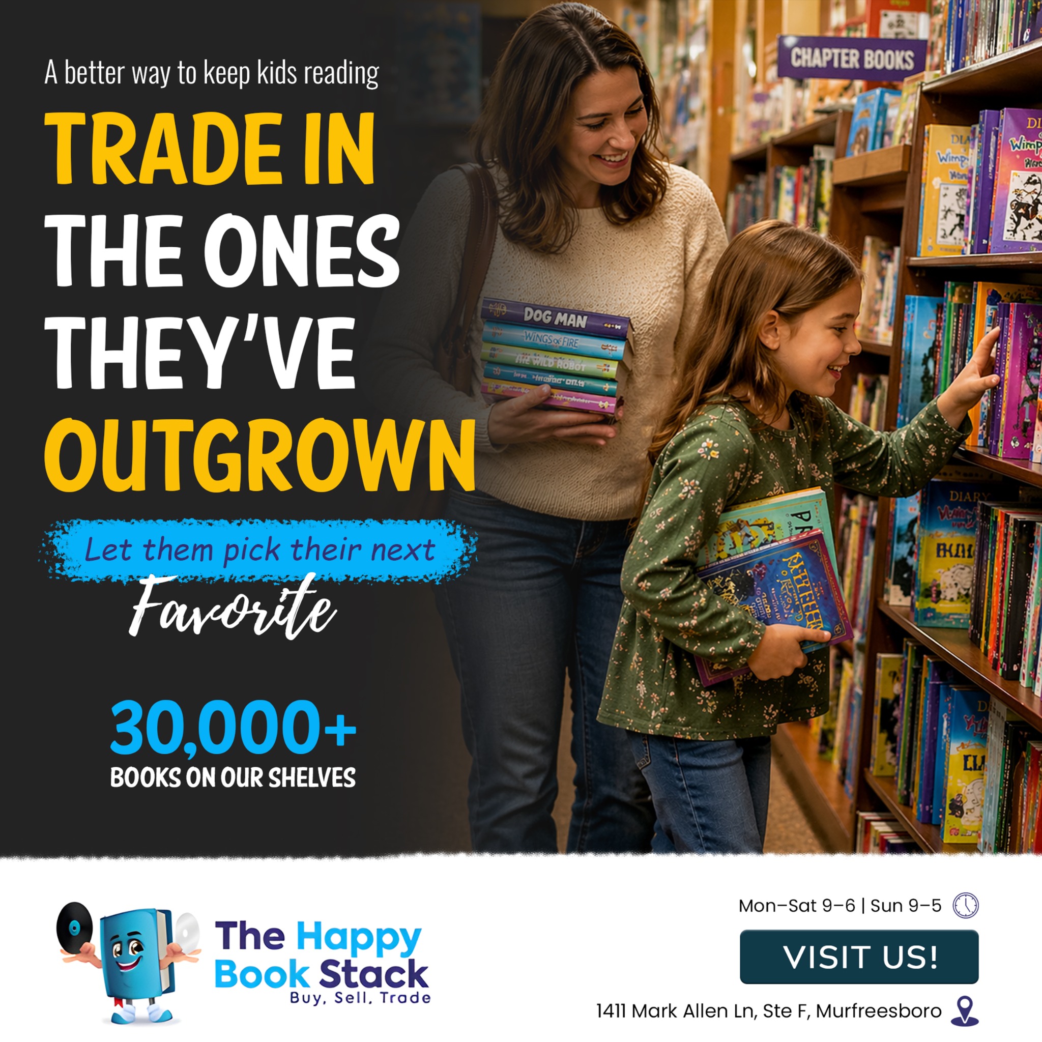The Happy Book Stack Facebook ad