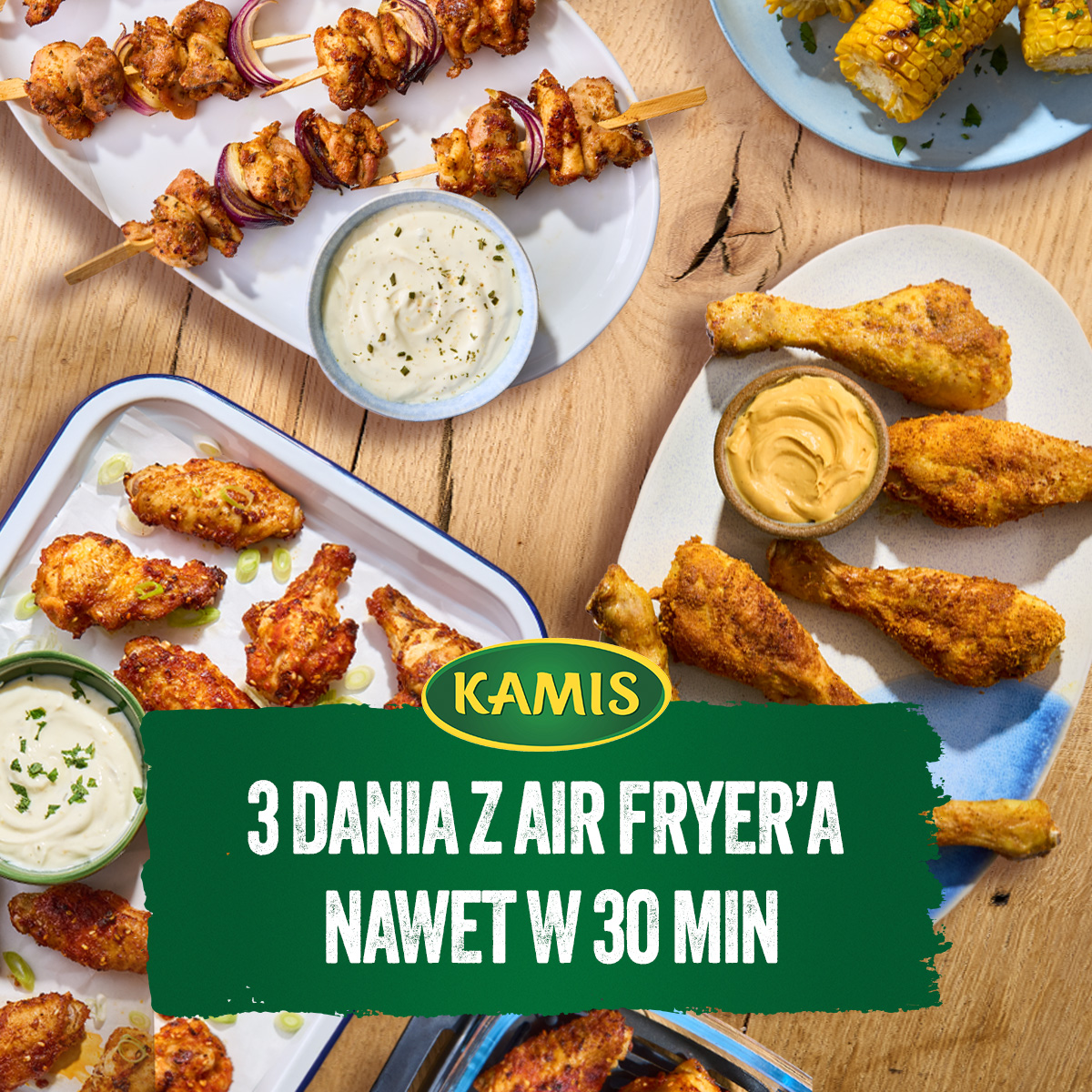 Kamis. Dokładnie taki smak. Facebook ad: Sięgnij po nowe mieszanki KAMIS do air fryer'a.