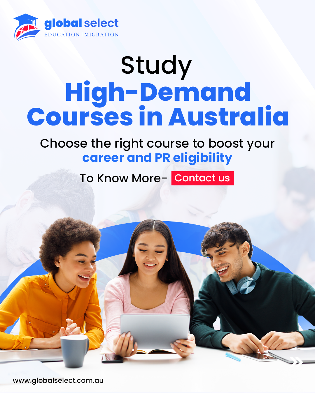 Global Select Education and Migration Services Facebook ad: Looking to build a rewarding career in Australia?