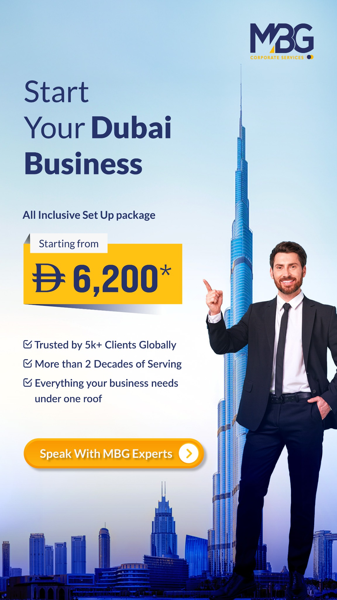 MBG Corporate Services UAE Facebook ad from Aug 20, 2026