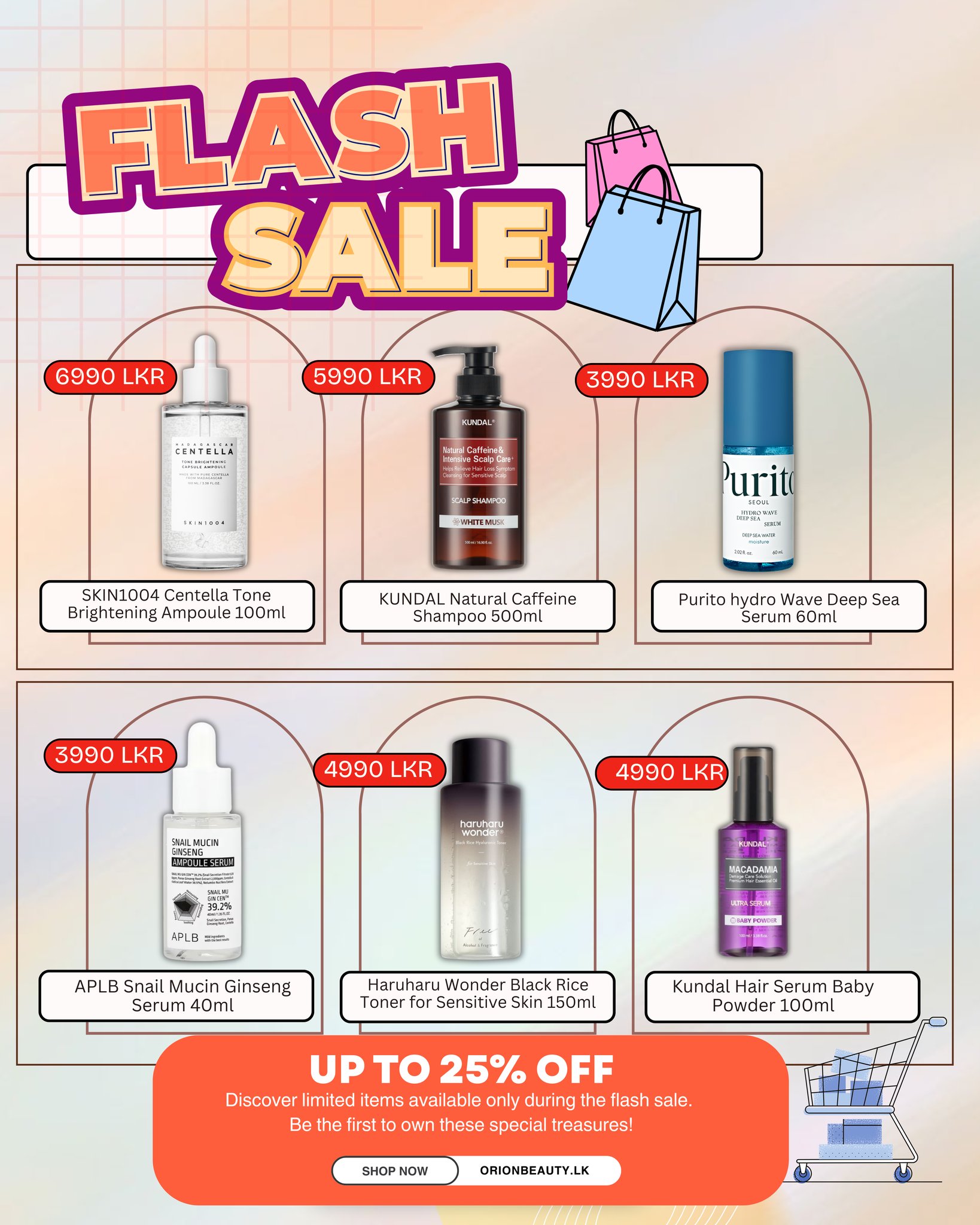 Orion Beauty Facebook ad: FLASH SALE ALERT