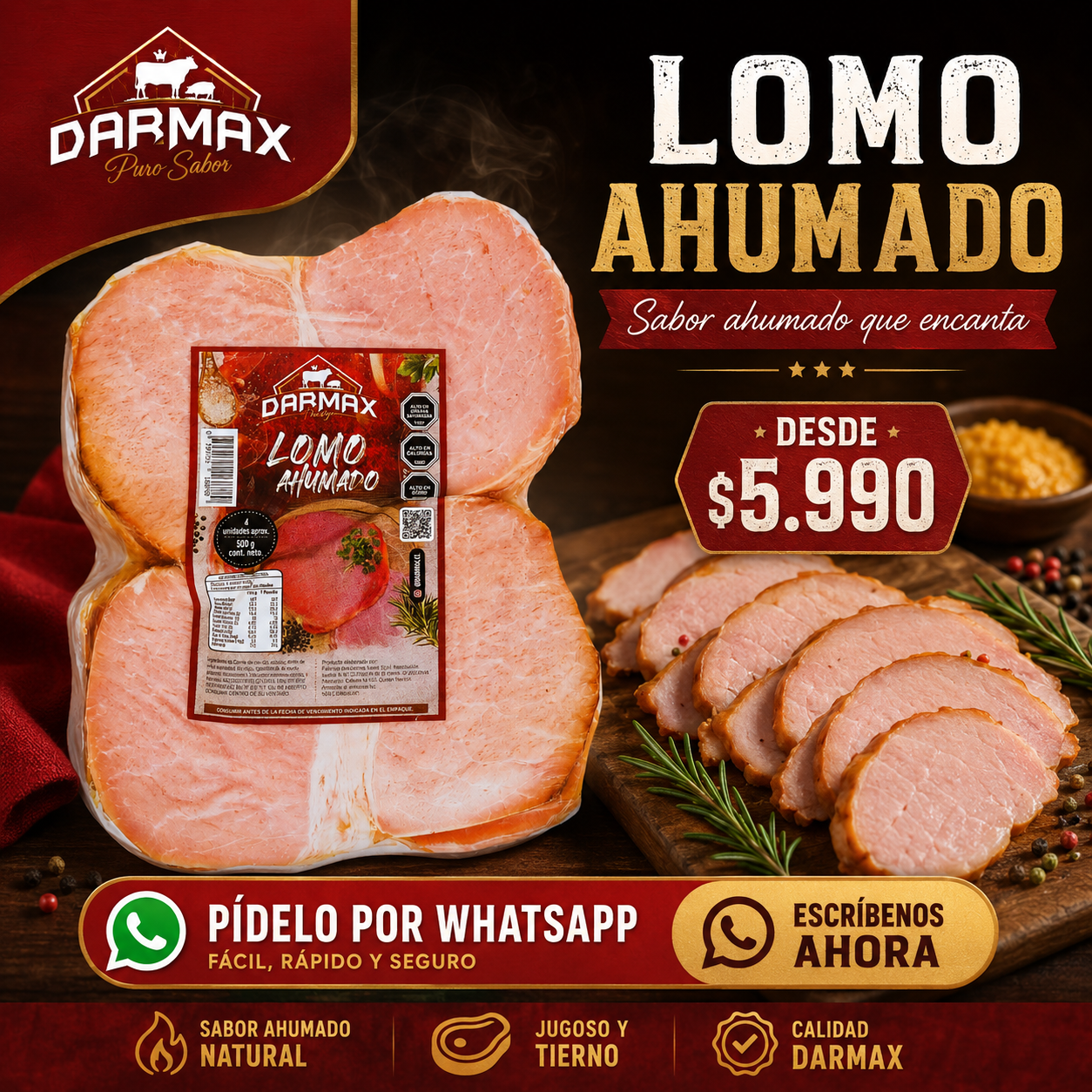 Alimentos G'Lamed León Facebook ad: Lomo Ahumado desde $5.950