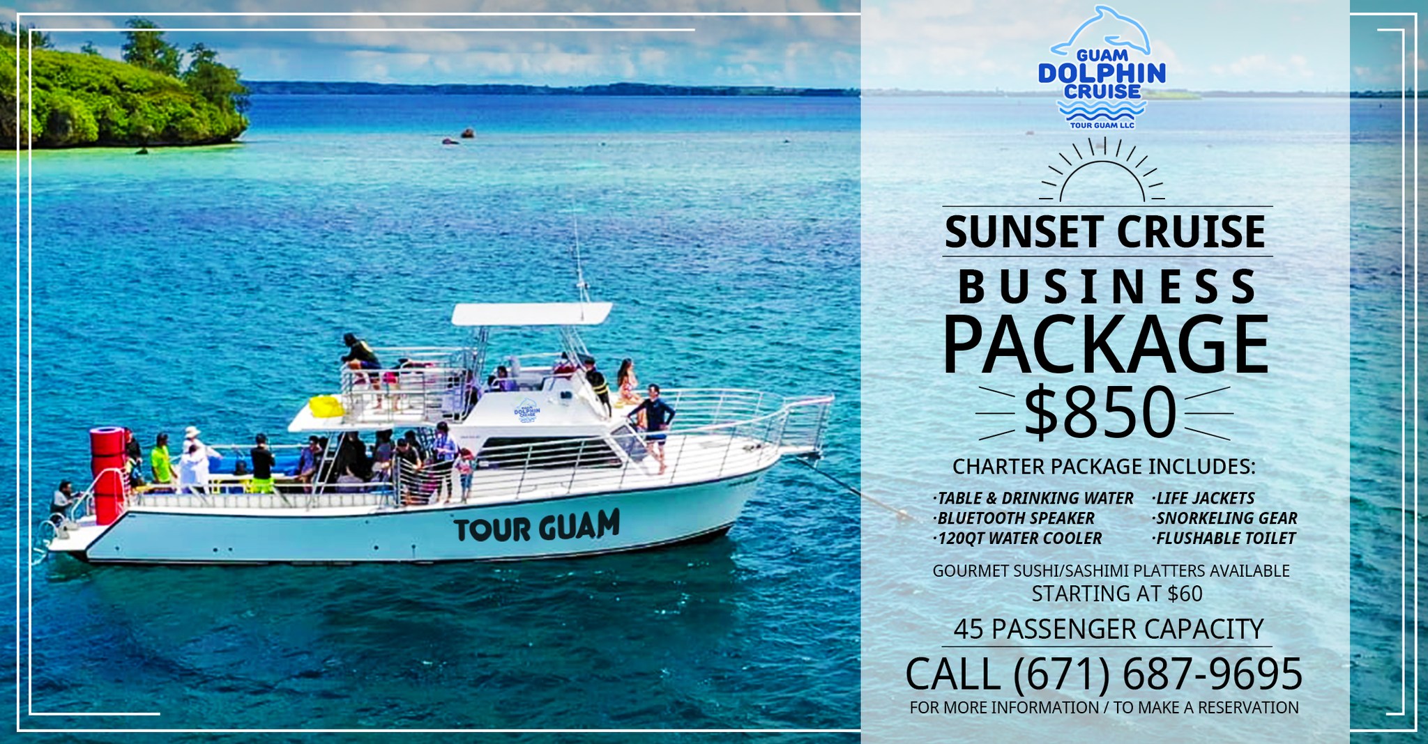 Guam Dolphin Cruise Facebook ad: ! BUSINESS CRUISE PACKAGE!
