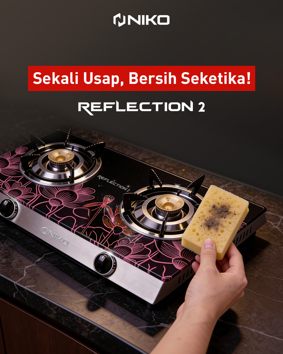 Niko Indonesia Facebook ad: Masak enak itu penting, tapi bersihnya juga harus…