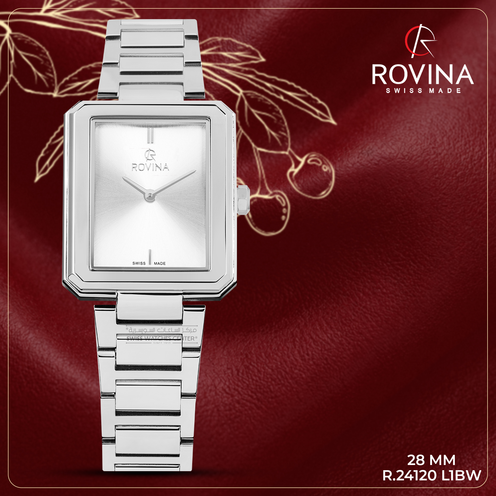 مركز الساعات السويسرية - Swiss Watches Center Facebook ad: ساعة (( ROVINA )) النسائية بالشكل المستطيل والميناء…
