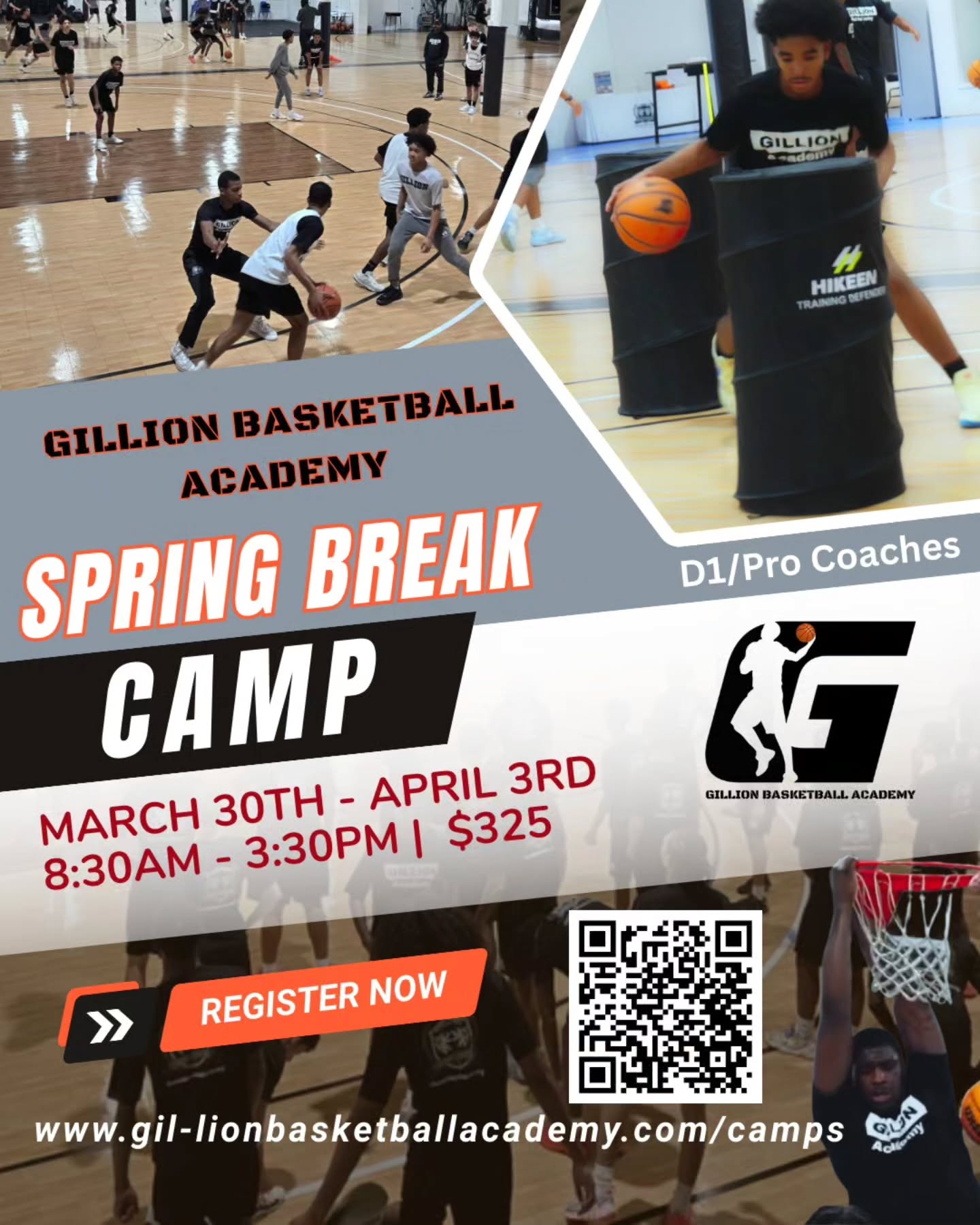 Gillion Basketball Academy Facebook ad: Camps, Gillilon basketball academy