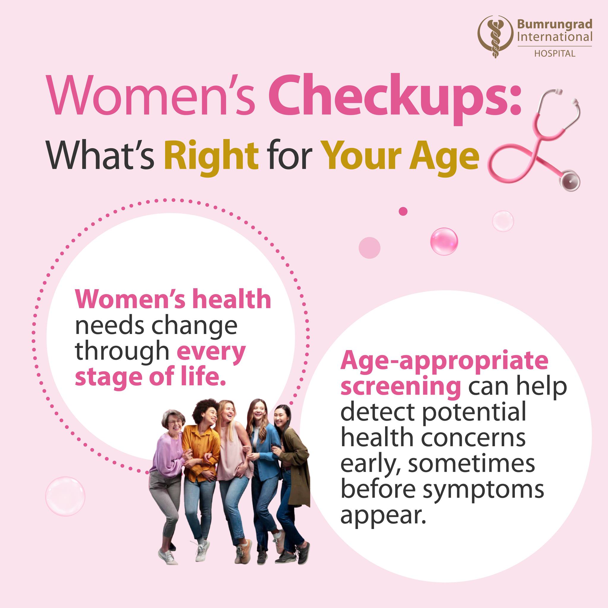 Bumrungrad International Facebook ad: Women’s health needs change throughout life, and the…