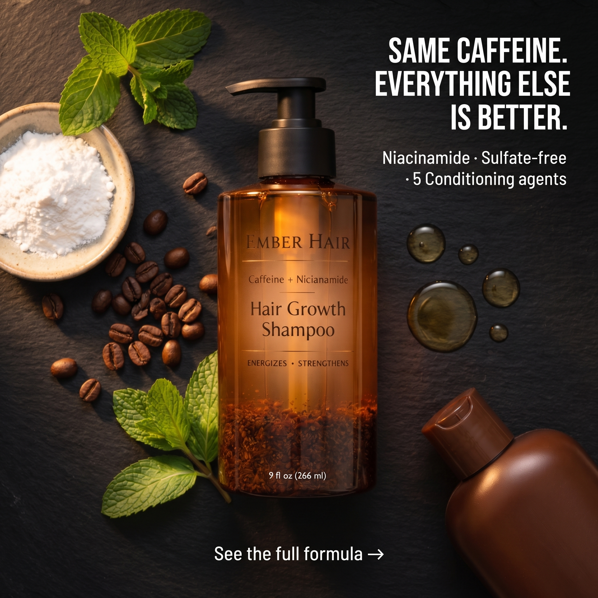 Ember Hair Co. Facebook ad: #1 Complaint About Caffeine Shampoo Fixed