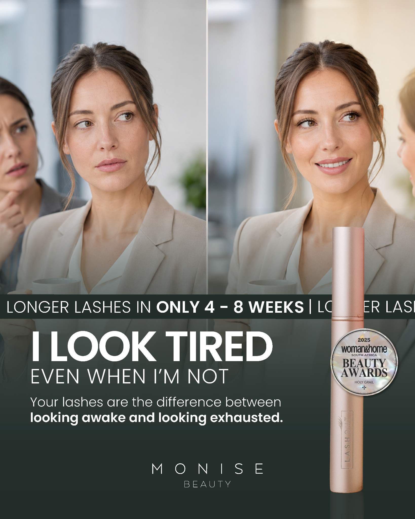 Monise Beauty Facebook ad: Maybe It’s Not Your Eyes. Maybe It’s Your Lashes.