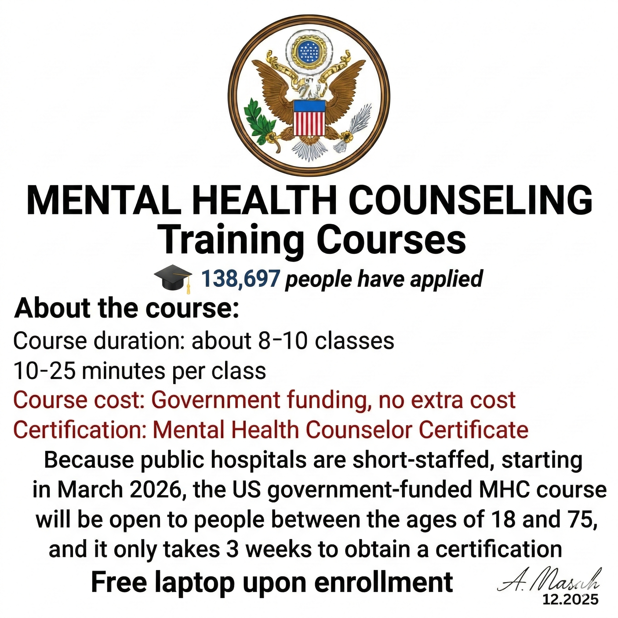 Mind Vista Facebook ad: Mental Health Counseling Courses - Fast Track