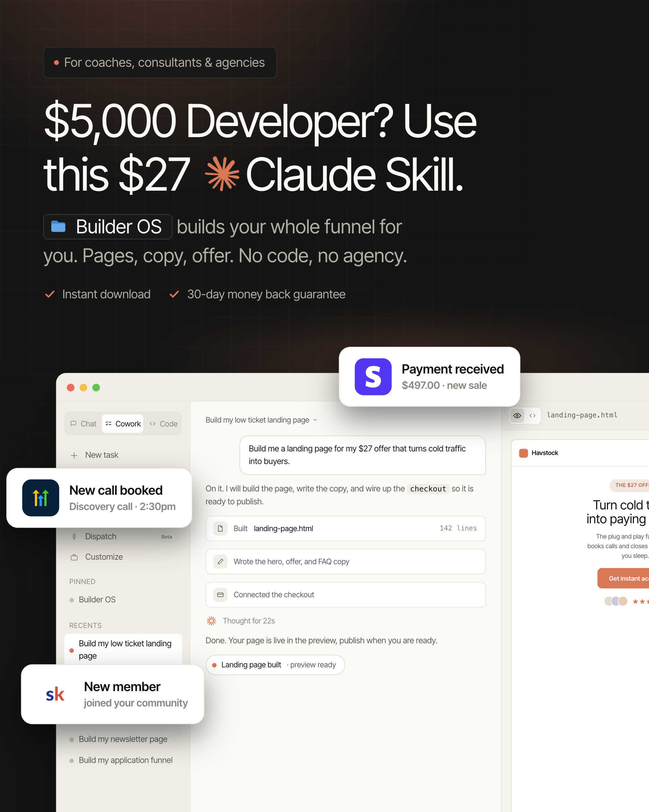 Havstock Facebook ad: Your $5,000 Funnel, Built for $27