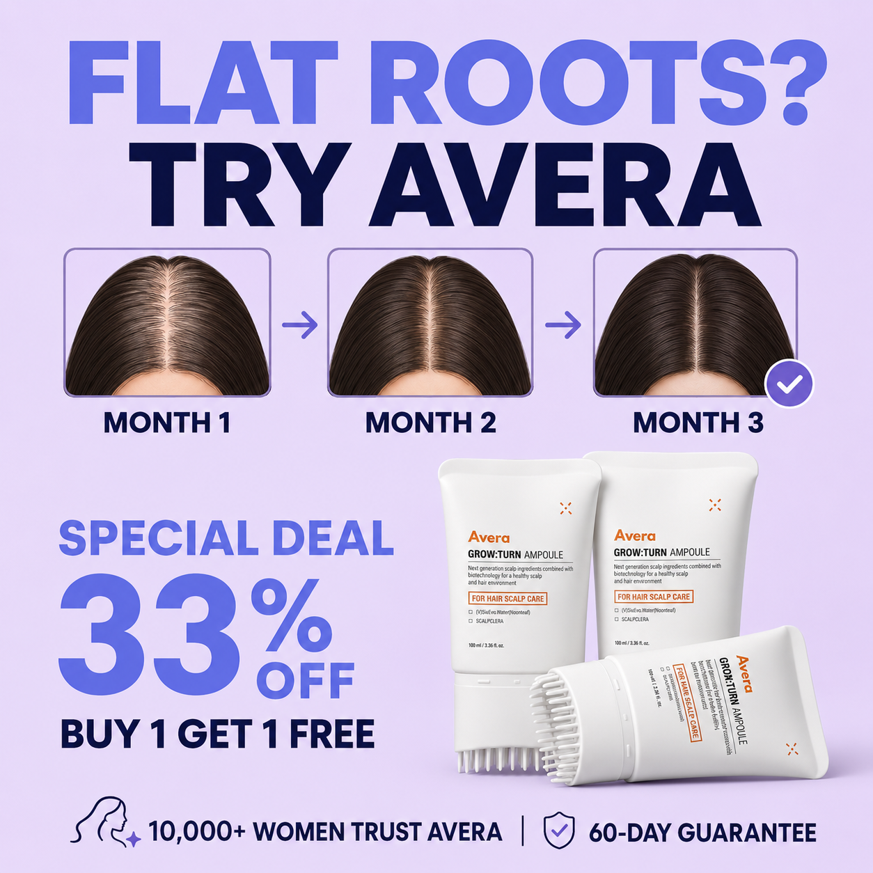 Avera Facebook ad: Korea's #1 Hair Growth Serum