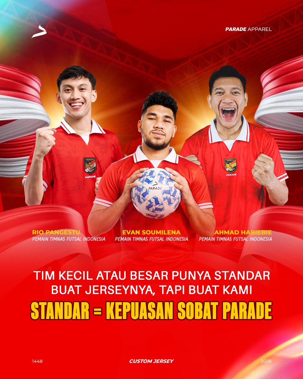 Parade Apparel Facebook ad: Tim kecil atau besar punya standar buat jerseynya…