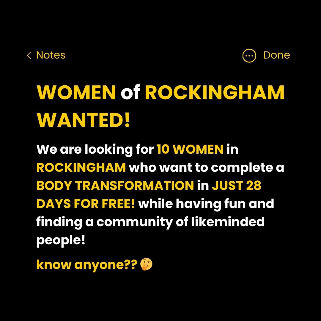 Bemore Fitness Rockingham Facebook ad: FREE 28 Day Body Re-build.
