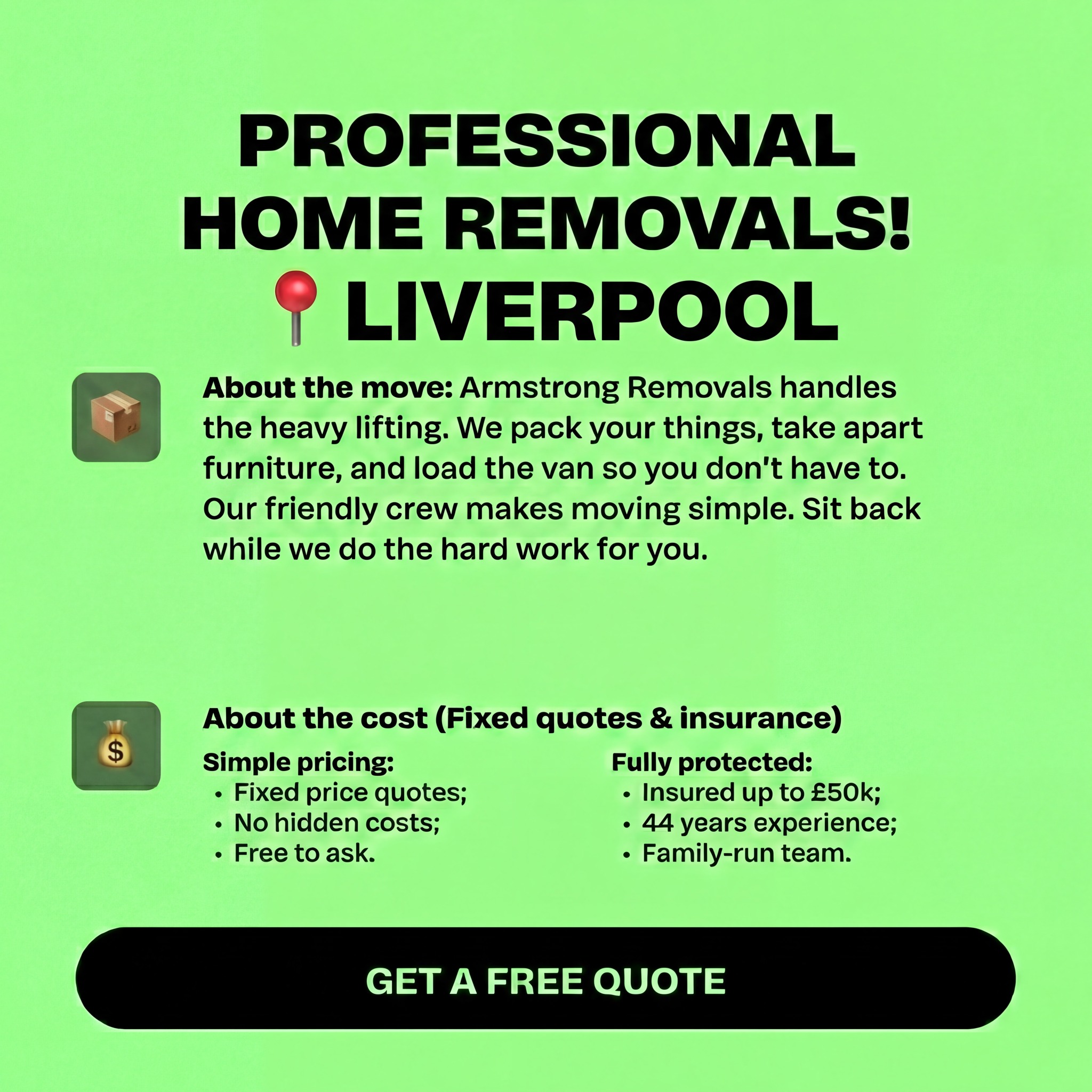 UK Removals Service - Man & Van Facebook ad: Local Liverpool Removal Service