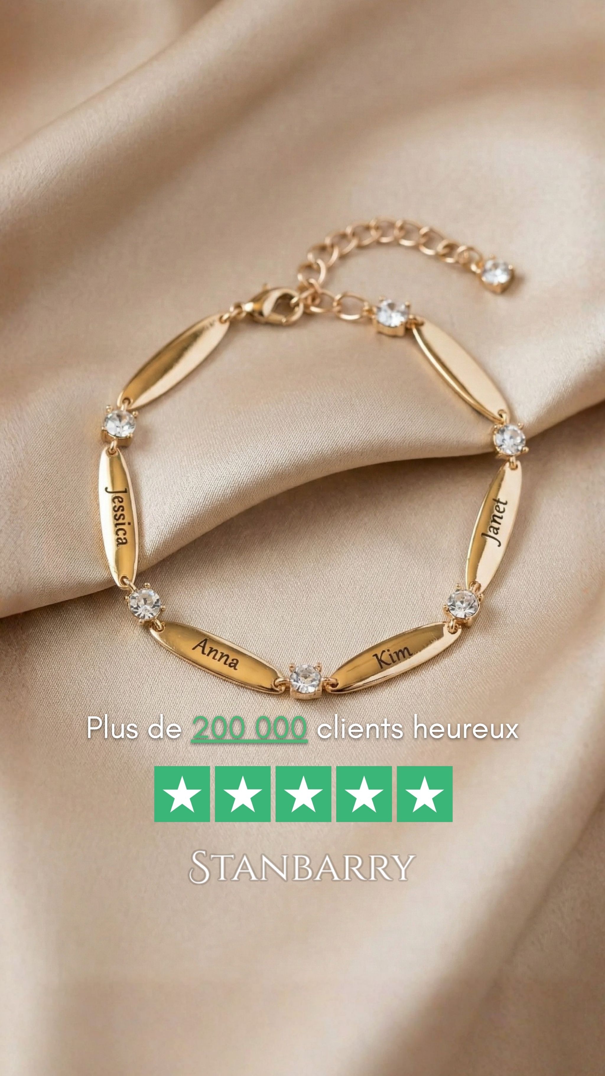 Stanbarry Bijoux Facebook ad: Un bracelet gravé, un souvenir éternel