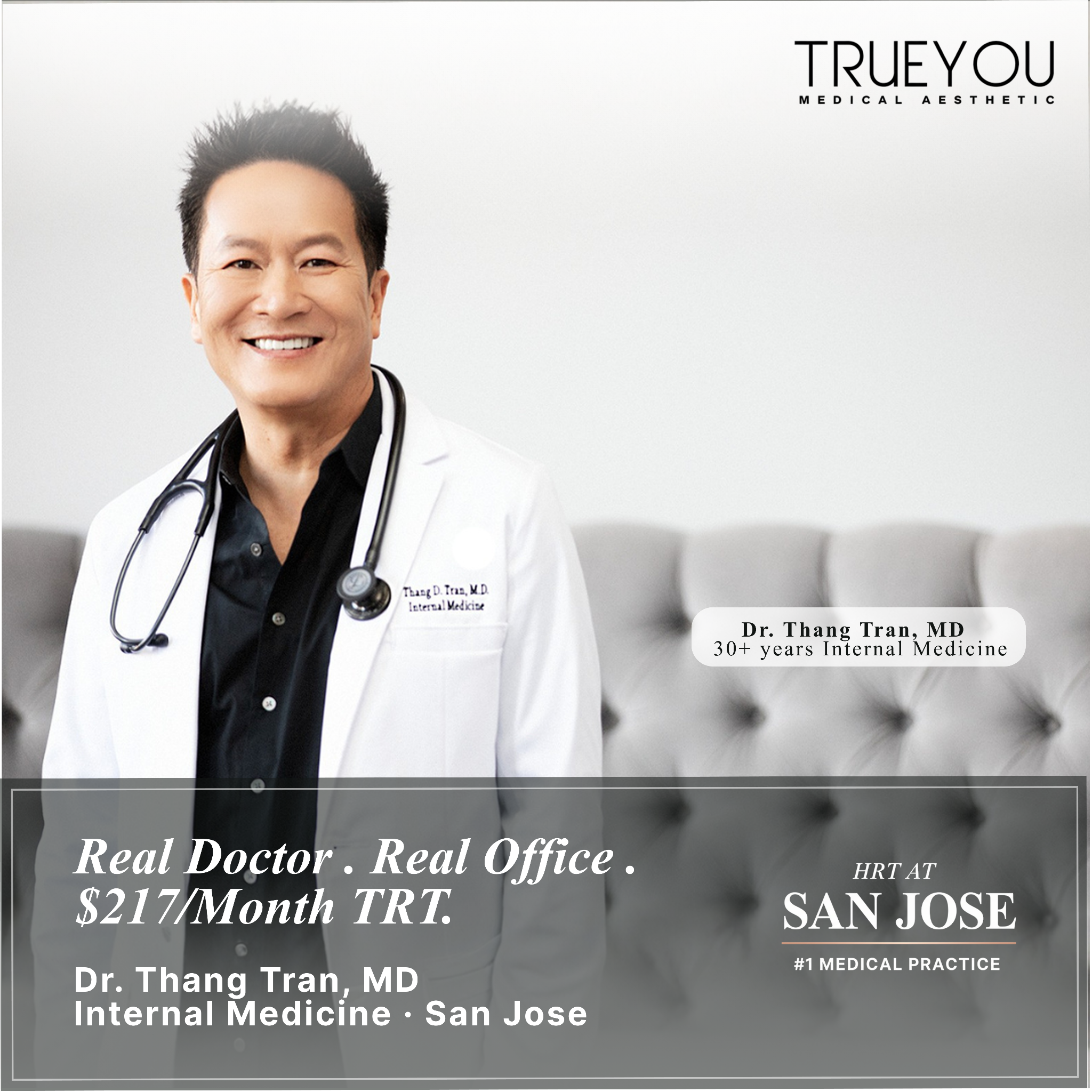 Dr. Thang Tran - True You Medical Aesthetic Facebook ad: Feel Like Yourself Again, TRT in San Jose