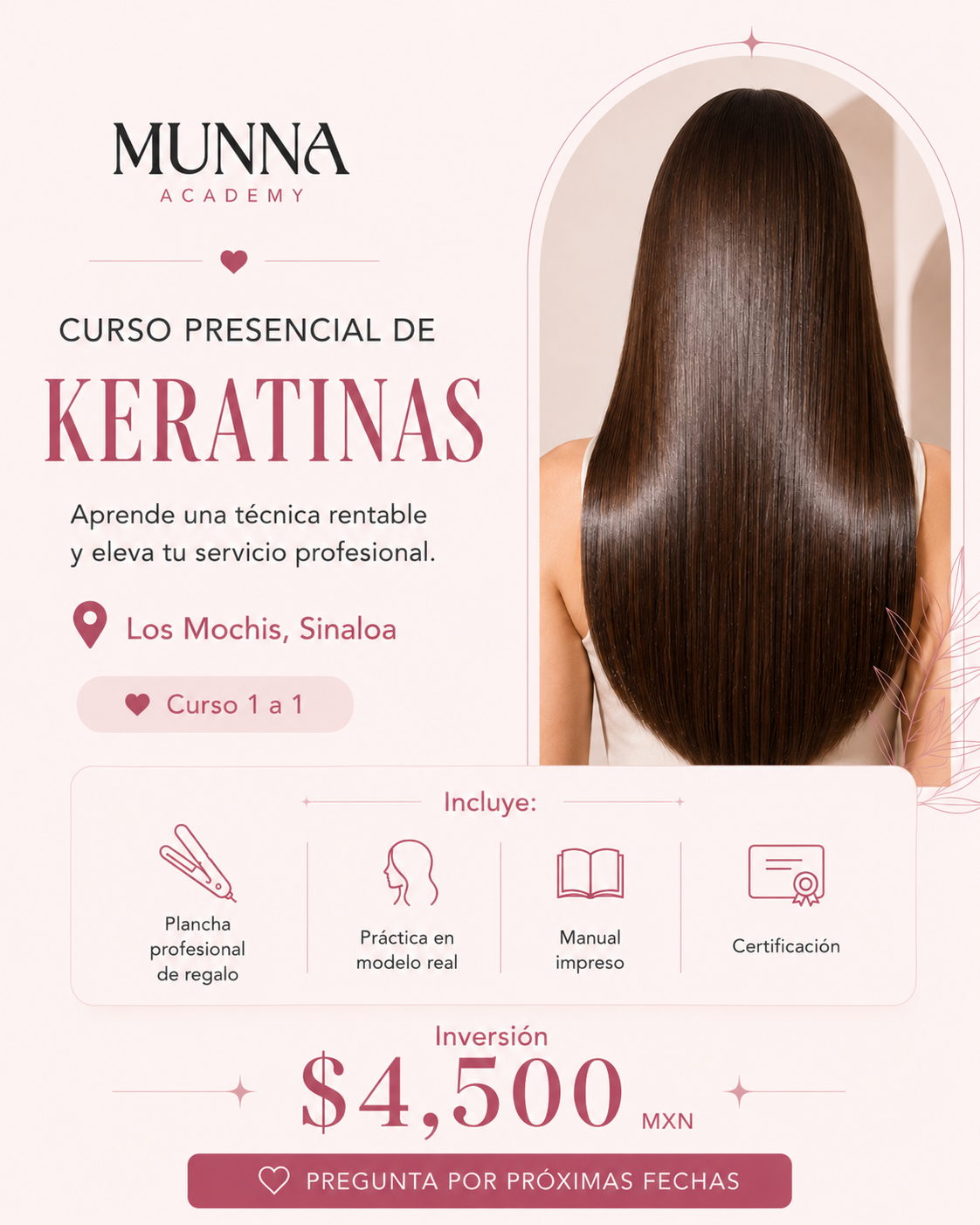 MUNNA perfect hair Facebook ad: Escríbenos para apartar tu lugar