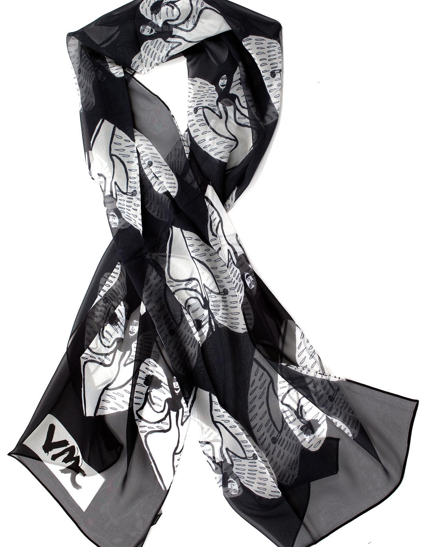 Victoria Mary Clarke Angels Facebook ad: The black chiffon Gaelitrea scarf is back in…