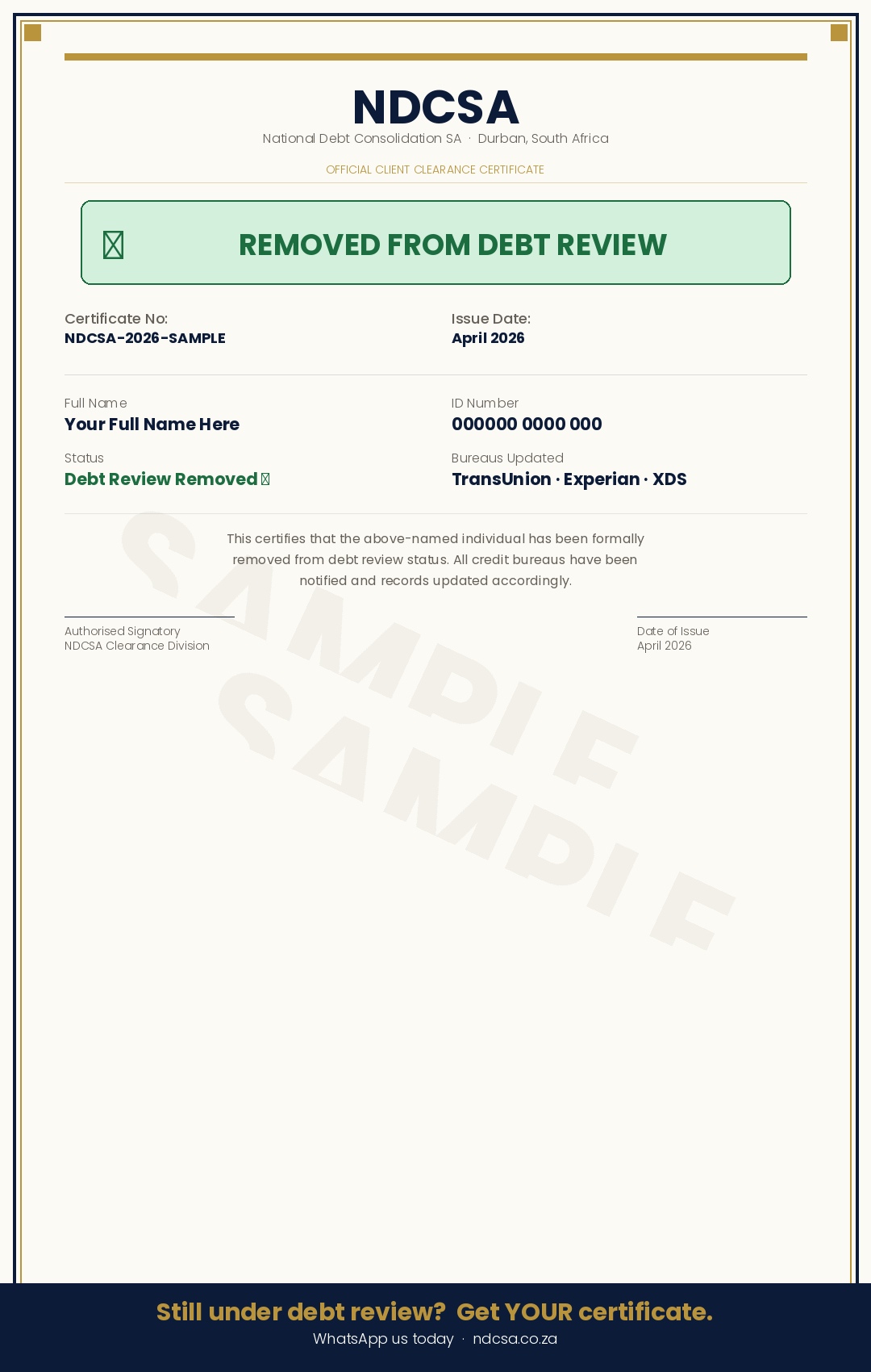 National Debt Consolidation - NDCSA Facebook ad