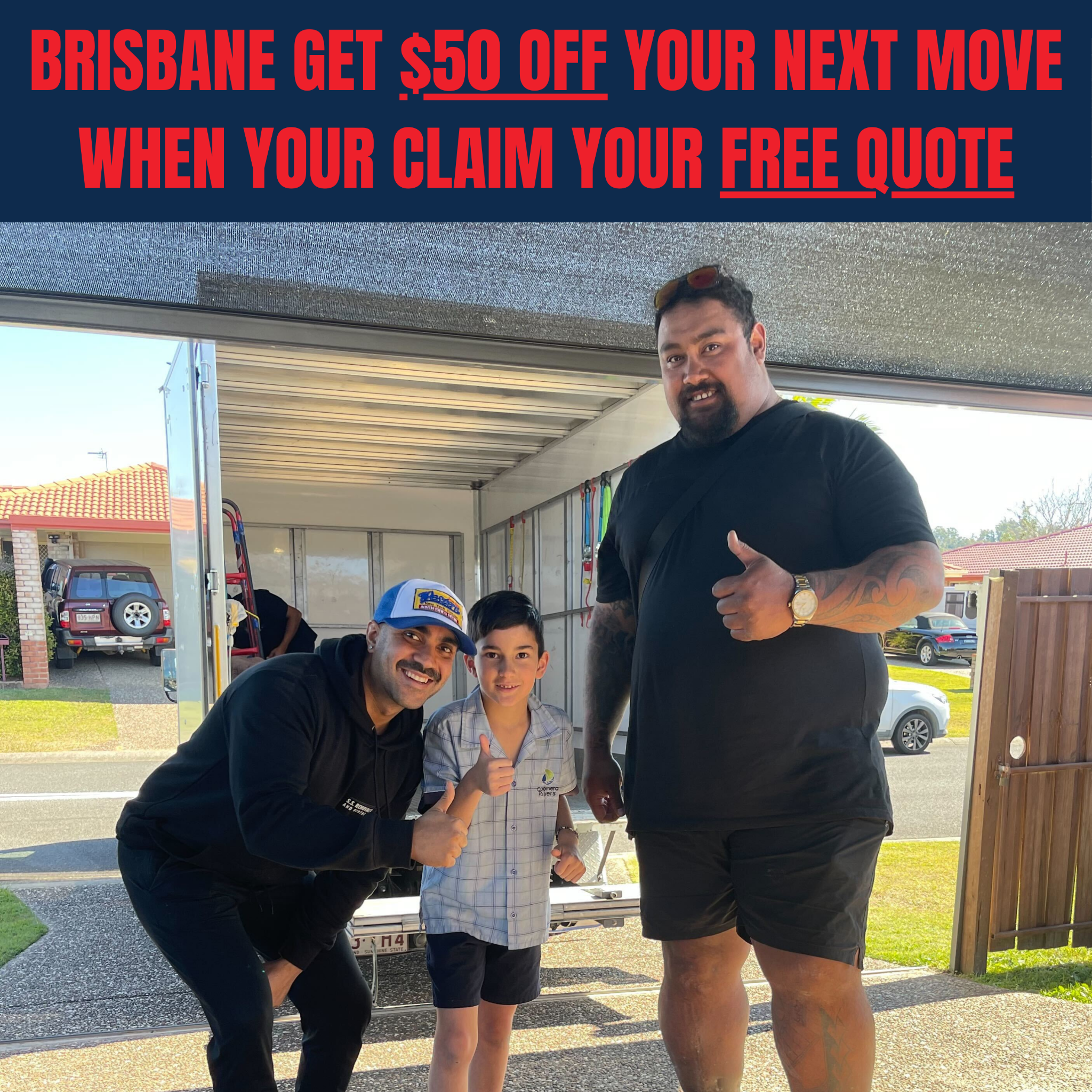 SS Removals and Rentals Facebook ad: $50 OFF YOUR MOVE WHEN YOU CLAIM A FREE QUOTE