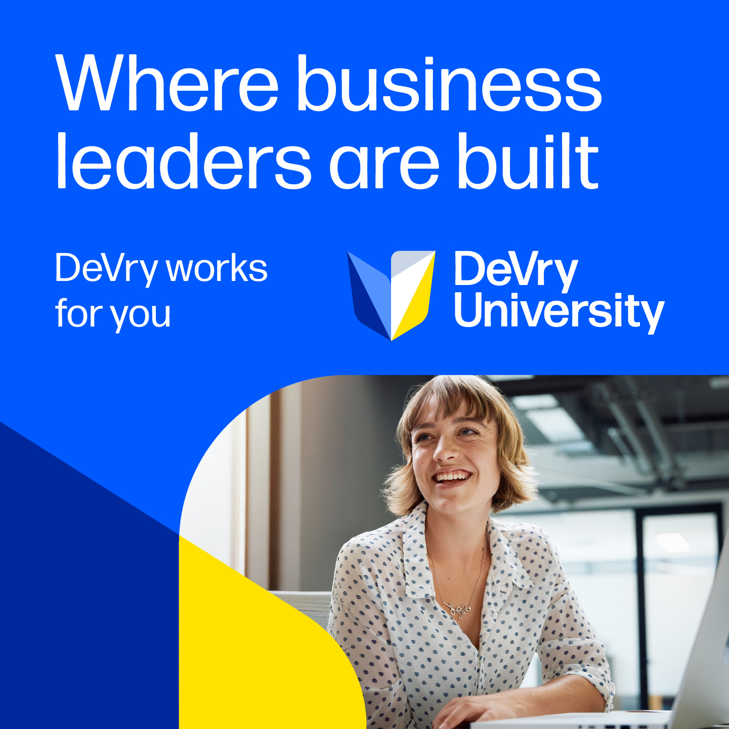 DeVry University Facebook ad: Advance in Business