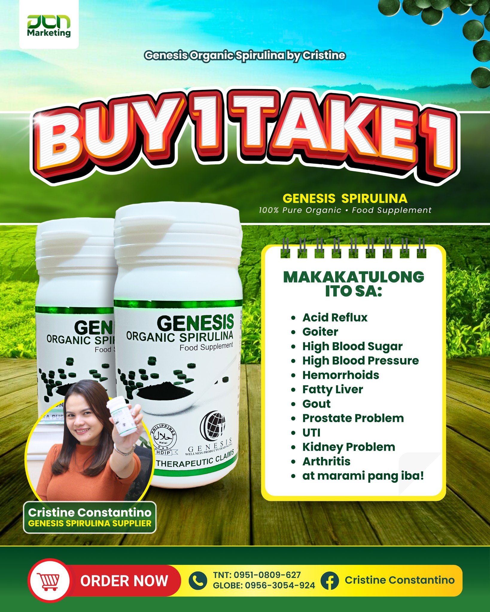 Genesis Organic Spirulina by Cristine Facebook ad