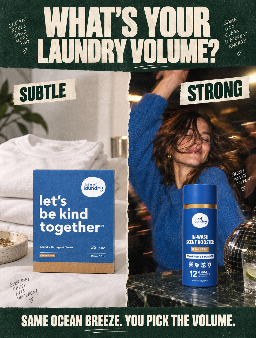 Kind Laundry Facebook ad: Turn Your Laundry Up to Whatever You're Feeling Today