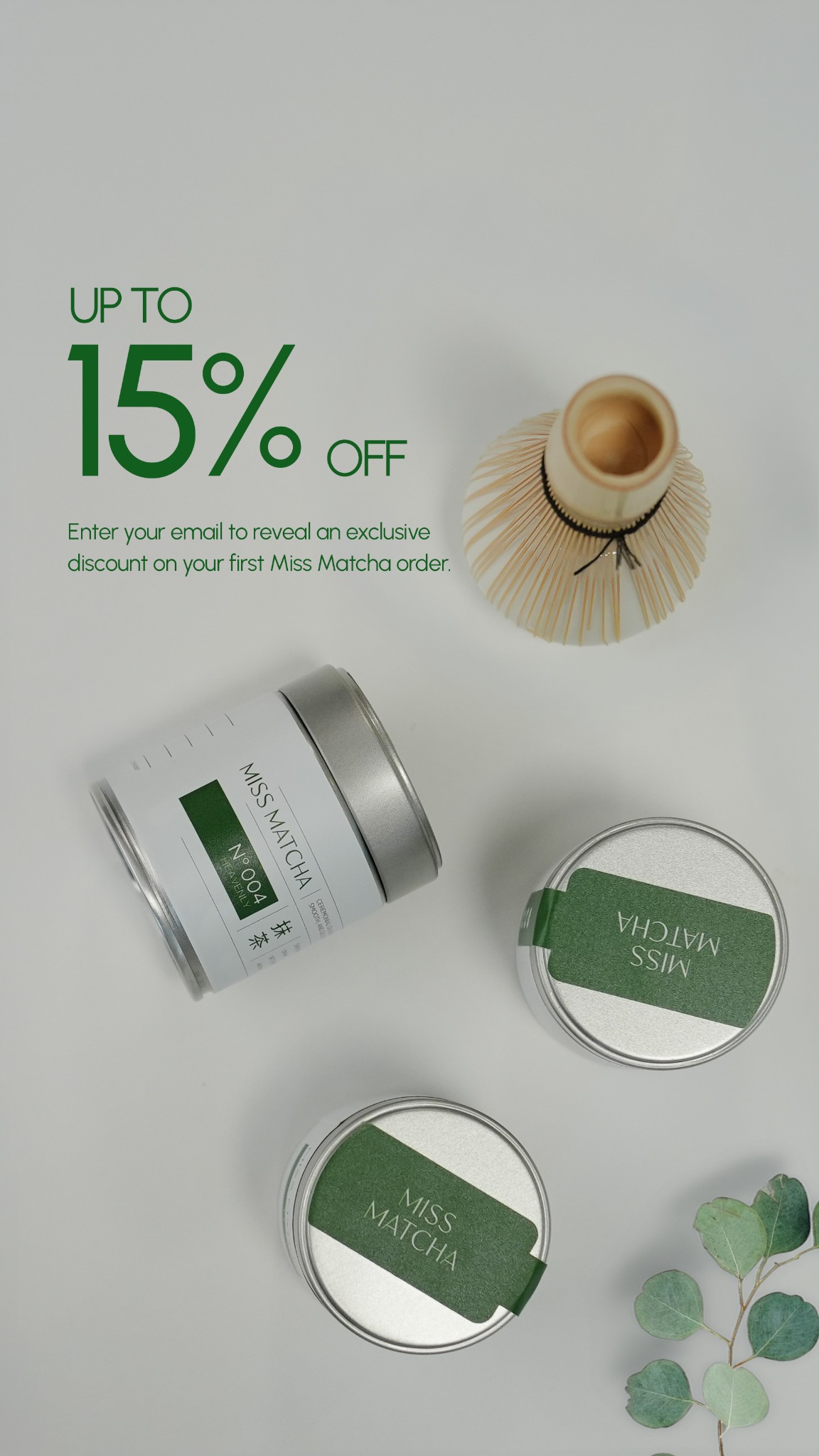 Miss Matcha Facebook ad: UP TO 15% OFF