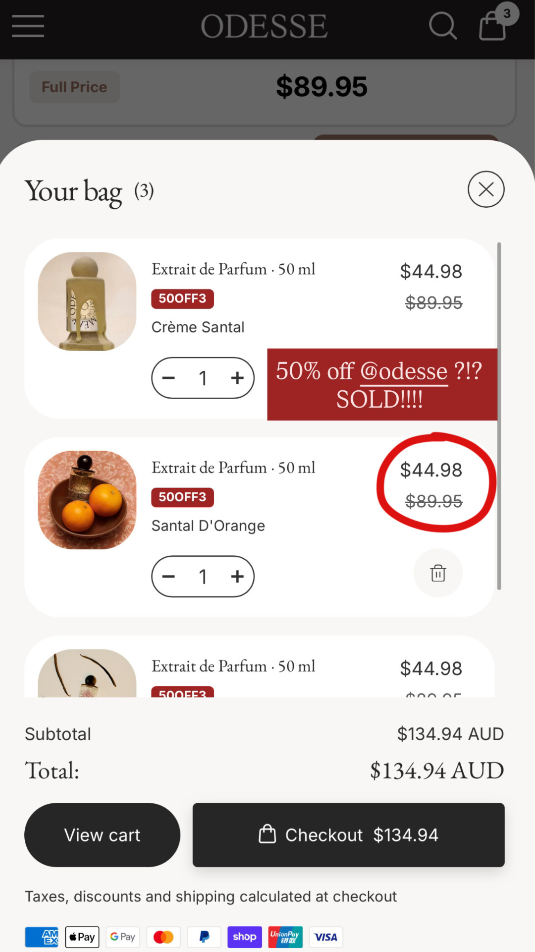 Odesse Facebook ad