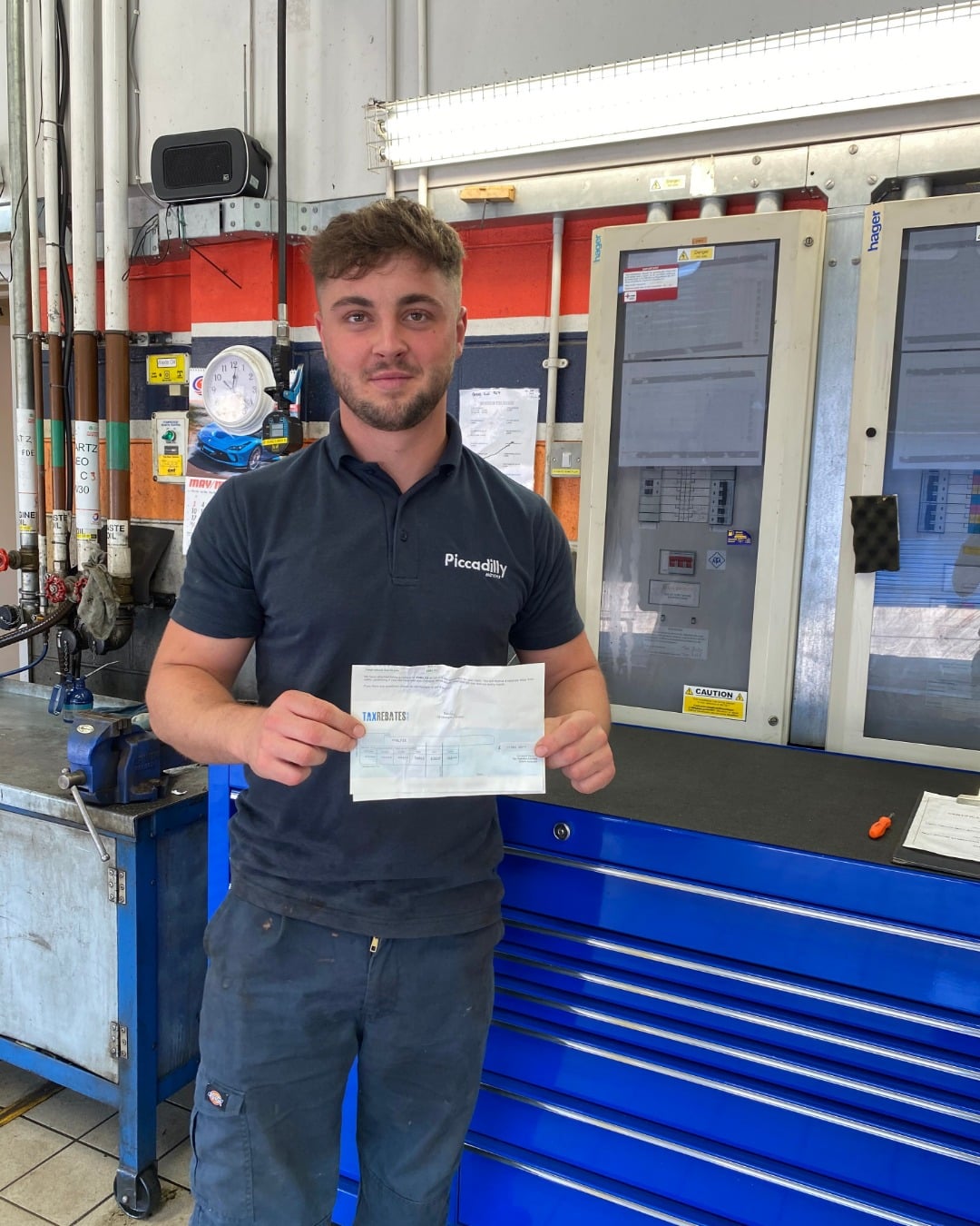 Mechanic Tax Rebate Facebook ad: Mechanic Alfie is more than happy with his…