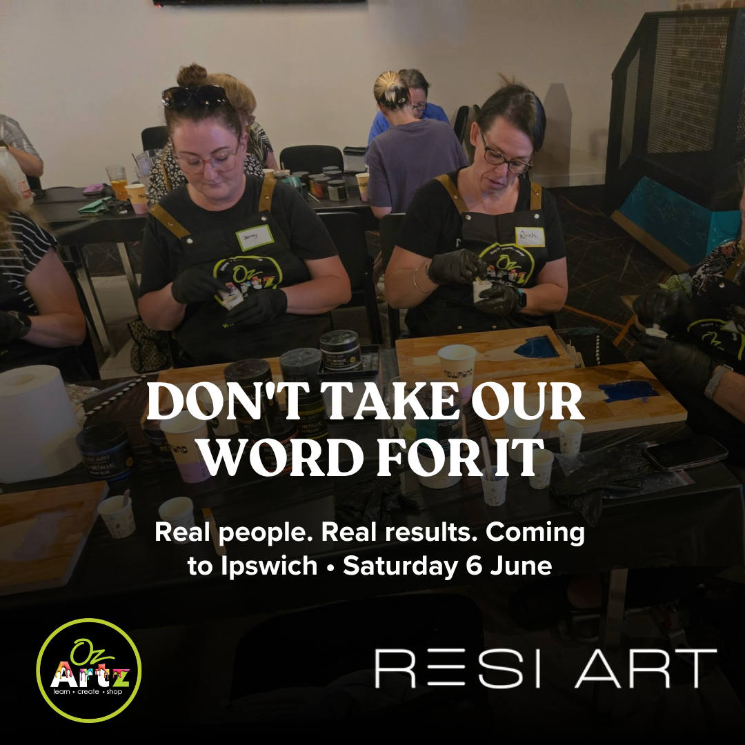 OzArtz Facebook ad: Never tried resin art before?