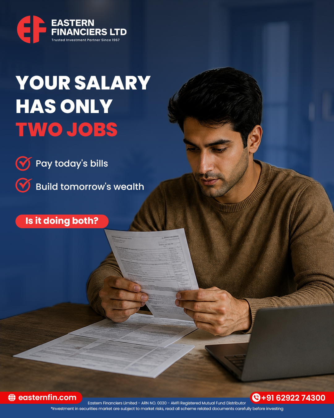 Eastern Financiers Limited Facebook ad: Your salary isn't just meant to pay today's…