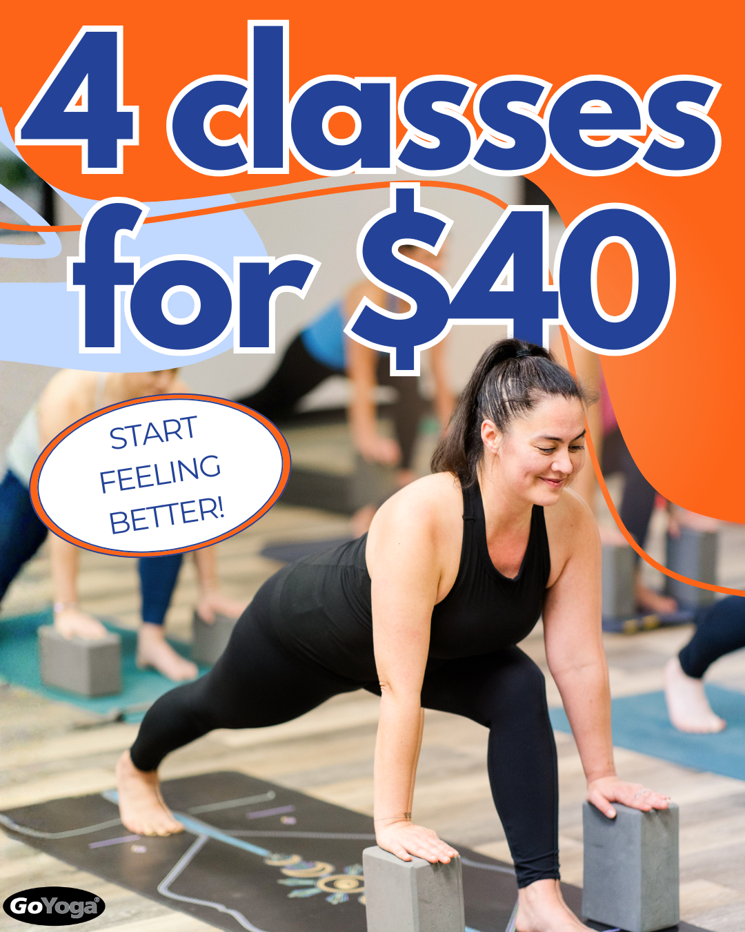 GoYoga Facebook ad: Yoga, Pilates, Barre + More