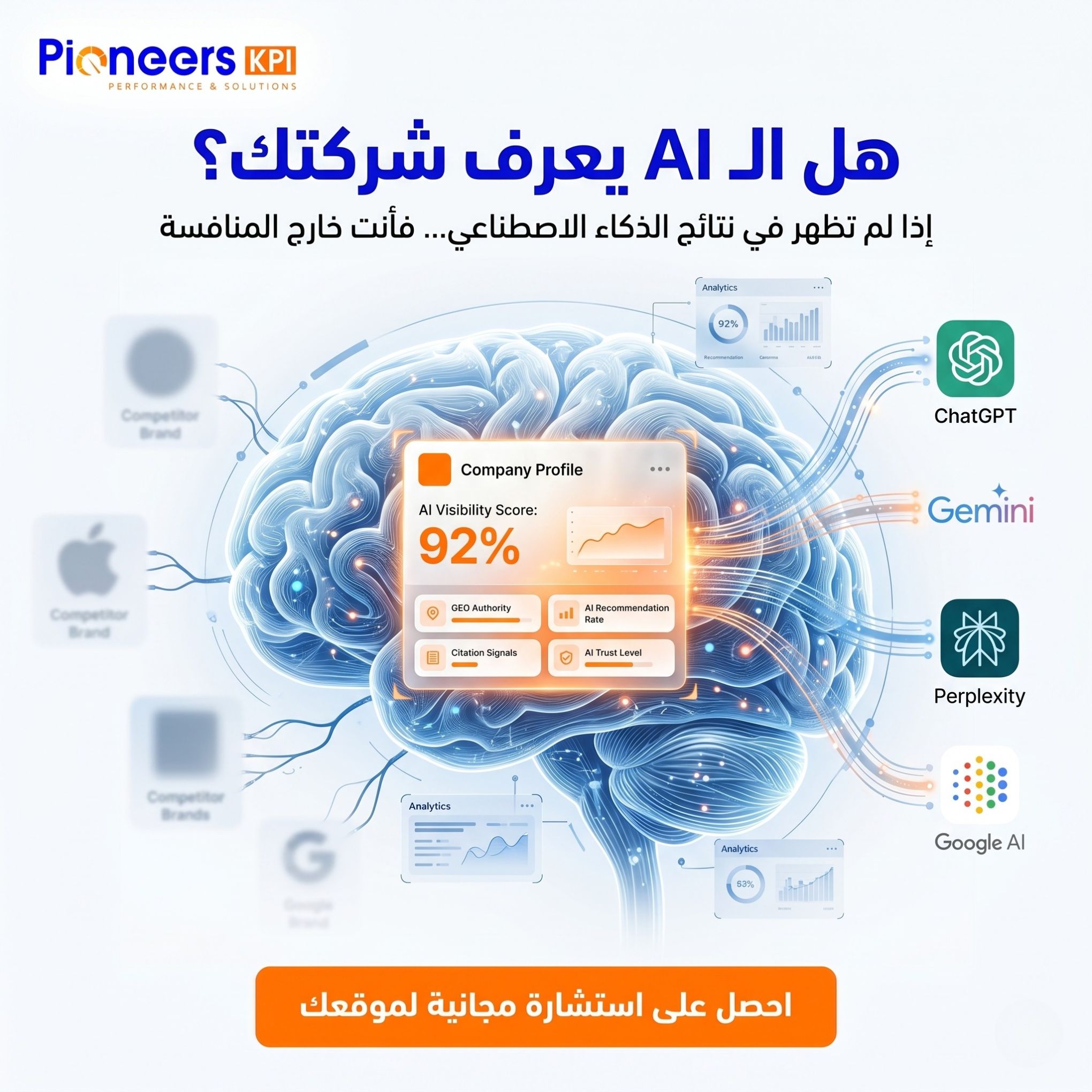 Pioneers KPI Facebook ad: احجز تحليل مجاني لموقعك الآن