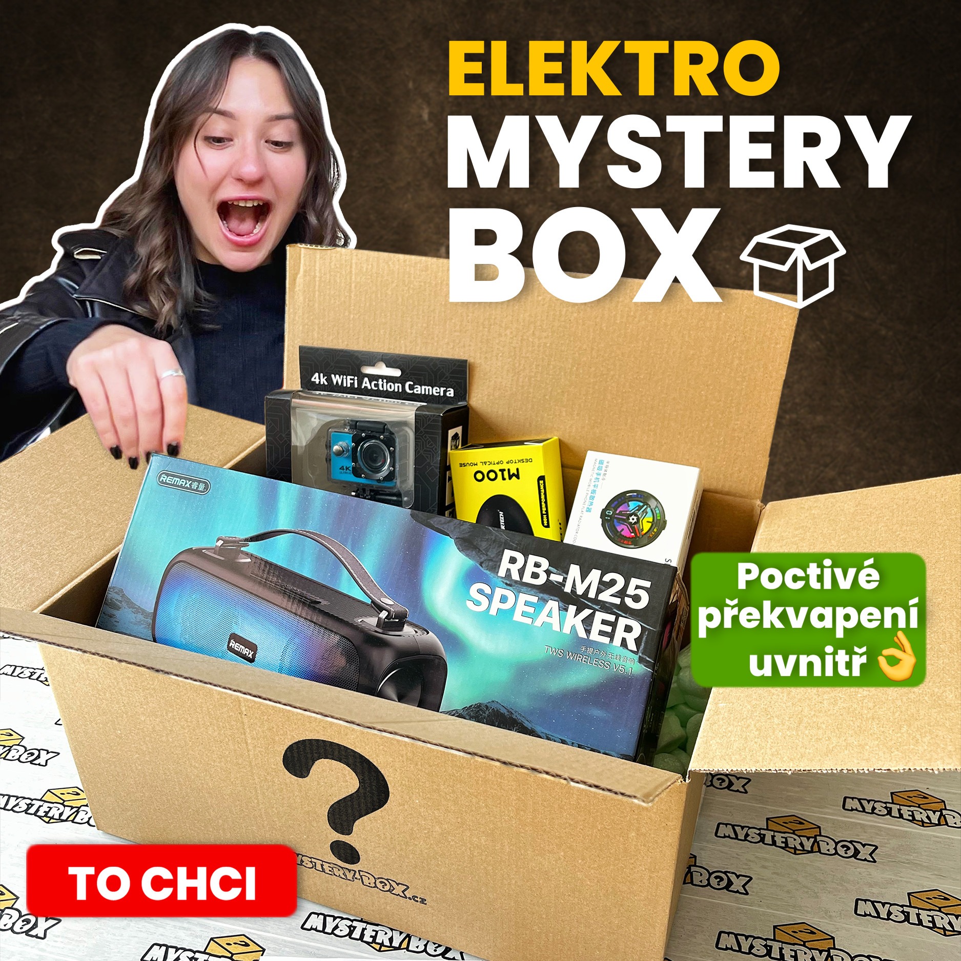 Mystery-Box.cz - Dárkové Boxy Facebook ad: Překvapení plné Elektroniky Mystery-Box.cz