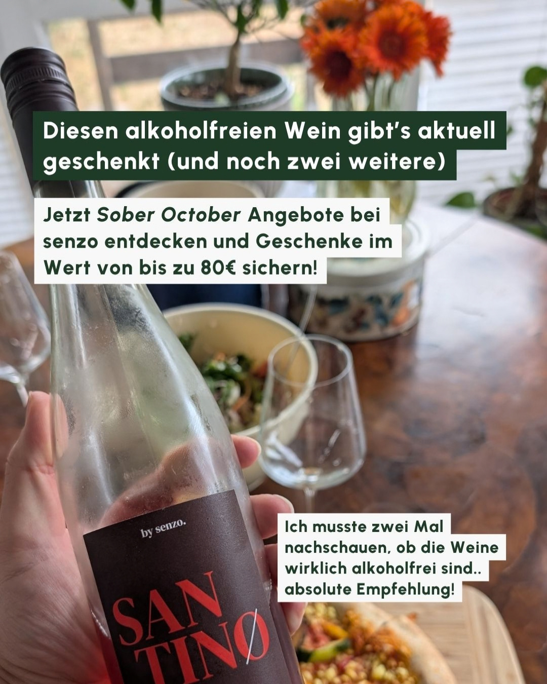 Senzo Facebook ad: 100% Wein, 0,0% Alkohol