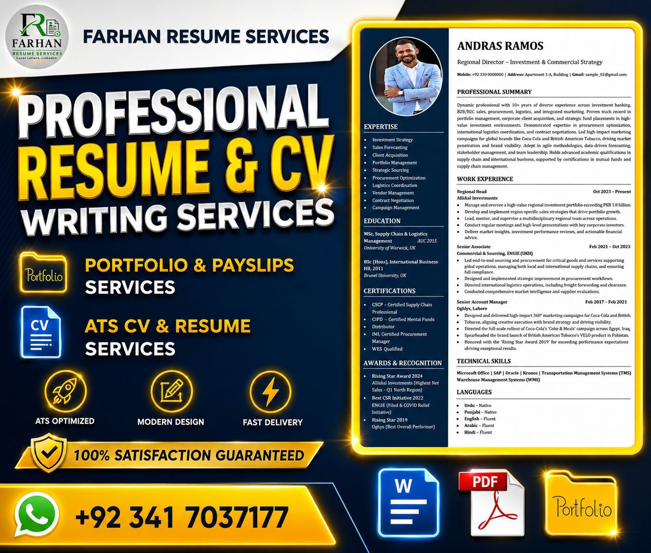 Farhan Resume Services Facebook ad: Professional Resume & CV Writing Services!