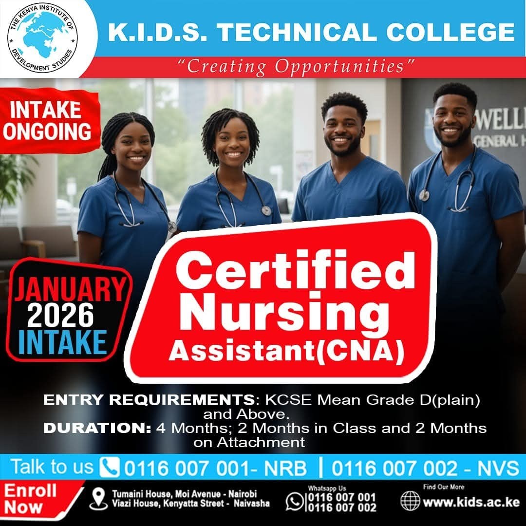 KIDS Technical College -Kenya Institute of Development Studies Facebook ad: Want to start a rewarding career in healthcare…