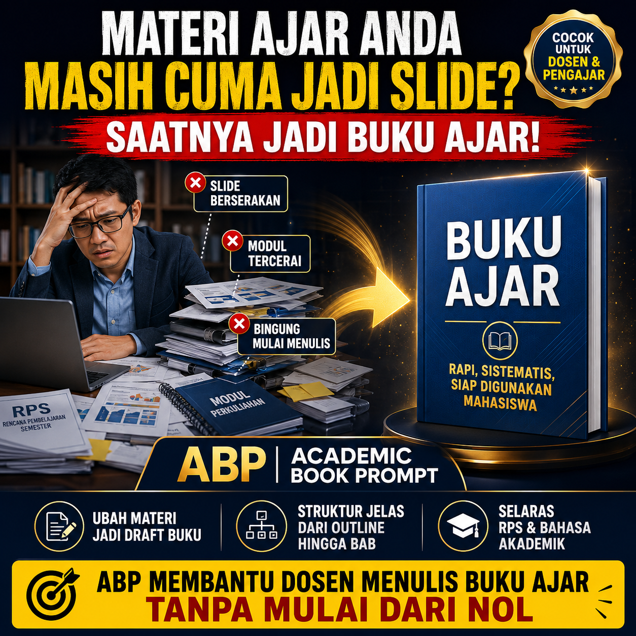 Cendekia Quartlympus Facebook ad: Materi Kuliah Jadi Buku Ajar