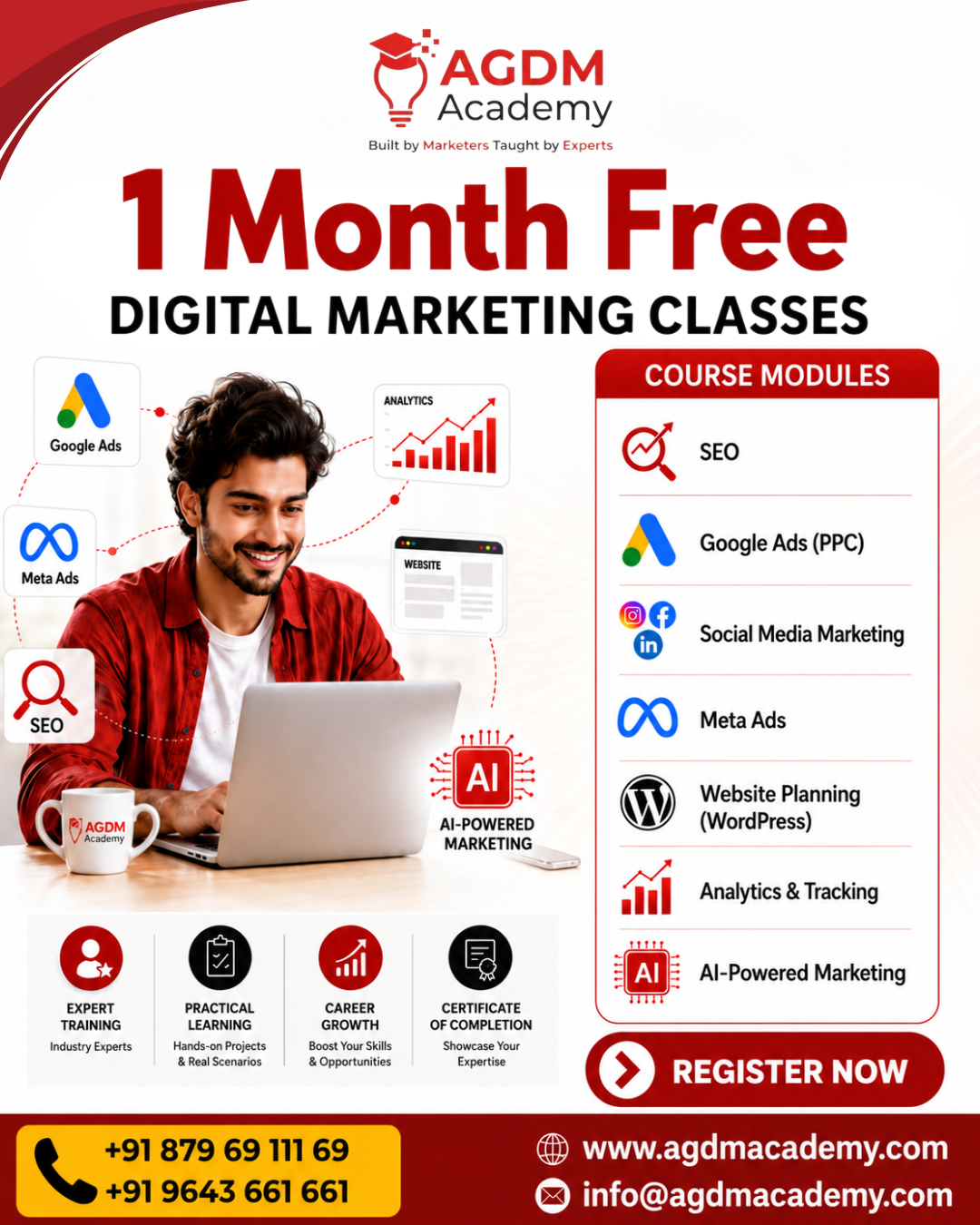 AGDM Academy Facebook ad: FREE Digital Marketing Course