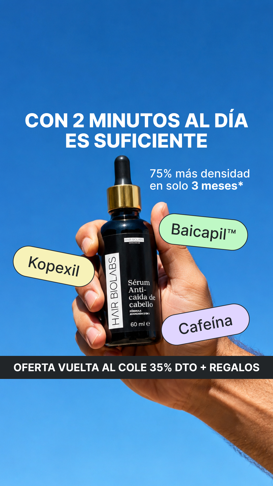Hair Biolabs Facebook ad: Mi peluquera notó el cambio antes que yo